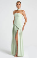 Liora Strapless Maxi Dress | Women's Elegant Wedding Guest Dress with Scarf Detail