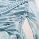 Madelyn Maxi Dress | Draped Bodice, Cape Overlay, Long Sleeve