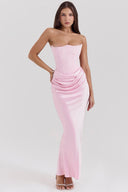 Maisy Strapless Corset Maxi Dress | Polished Satin, Elegant Silhouette