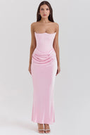 Maisy Strapless Corset Maxi Dress | Polished Satin, Elegant Silhouette