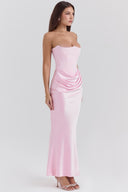 Maisy Strapless Corset Maxi Dress | Polished Satin, Elegant Silhouette