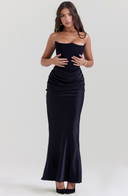 Maisy Strapless Corset Maxi Dress | Polished Satin, Elegant Silhouette