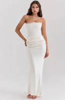 Maisy Strapless Corset Maxi Dress | Polished Satin, Elegant Silhouette