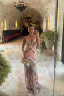 Mara Maxi Dress | Crochet V-Neck, Spaghetti Strap, Floral Design