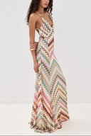 Mara Maxi Dress | Crochet V-Neck, Spaghetti Strap, Floral Design