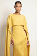 Marina Maxi Dress | Cape Sleeve, Fringe Detail, Evening Wear