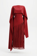 Marina Maxi Dress | Cape Sleeve, Fringe Detail, Evening Wear