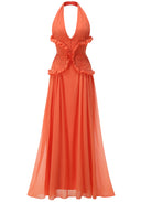 Marlowe Maxi Dress | Women's Halter Ruffle A-Line