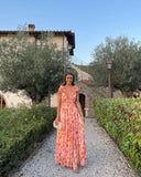 Mira Floral Maxi Dress | Lightweight Chiffon Sleeveless with Waist Cut-Outs