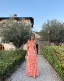 Mira Floral Maxi Dress | Lightweight Chiffon Sleeveless with Waist Cut-Outs