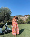 Mira Floral Maxi Dress | Lightweight Chiffon Sleeveless with Waist Cut-Outs