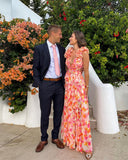 Mira Floral Maxi Dress | Lightweight Chiffon Sleeveless with Waist Cut-Outs