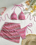 Mira Triangle Bikini Set | Printed with Ruched Mini Skirt Cover-Up