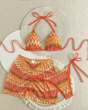 Mira Triangle Bikini Set | Printed with Ruched Mini Skirt Cover-Up
