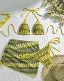 Mira Triangle Bikini Set | Printed with Ruched Mini Skirt Cover-Up