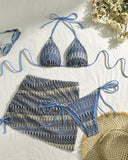 Mira Triangle Bikini Set | Printed with Ruched Mini Skirt Cover-Up