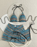 Mira Triangle Bikini Set | Printed with Ruched Mini Skirt Cover-Up