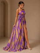 Mitchell Maxi Dress | Abstract Print, One-Shoulder, High Side Slit