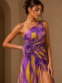 Mitchell Maxi Dress | Abstract Print, One-Shoulder, High Side Slit