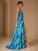 Mitchell Maxi Dress | Abstract Print, One-Shoulder, High Side Slit
