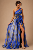 Mitchell Maxi Dress | Abstract Print, One-Shoulder, High Side Slit