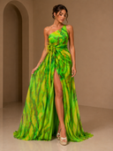 Mitchell Maxi Dress | Abstract Print, One-Shoulder, High Side Slit