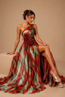 Mitchell Maxi Dress | Abstract Print, One-Shoulder, High Side Slit