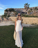 Nerina Maxi Dress | Strapless, Asymmetrical Hem, Sheer Detailing