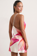 Nica Mini Dress | Floral Print, Asymmetrical Halter for Wedding Guests
