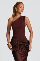 Ophelia Maxi Dress | One-Shoulder, Satin and Crepe