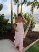 Ophelia Maxi Dress | Strapless Tiered Polyester