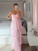 Ophelia Maxi Dress | Strapless Tiered Polyester