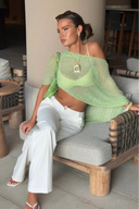 Palmer Crop Top Cover-Up | Women's Off-Shoulder Open Knit