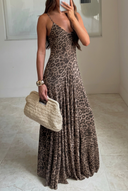 Pixie Maxi Dress | Leopard Print, Spaghetti Strap, Flowy Summer Style