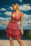 Poppy Mini Dress | Lightweight Woven, Starfish Cutout, Tiered Ruffle