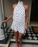 Rielle Mini Dress | Polka Dot High-Neck Halterneck