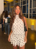 Rielle Mini Dress | Polka Dot High-Neck Halterneck