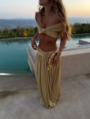 Rielle Summer Set | Off-Shoulder Ruched Two-Piece