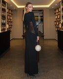 Riviera Maxi Dress | Women's Longsleeve Bodycon with Mesh Detailing