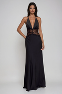 Sable Lace Maxi Dress | Plunge Neckline Backless Evening Gown