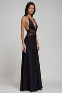 Sable Lace Maxi Dress | Plunge Neckline Backless Evening Gown