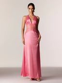 Sable Lace Maxi Dress | Plunge Neckline Backless Evening Gown