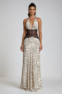 Sable Lace Maxi Dress | Plunge Neckline Backless Evening Gown