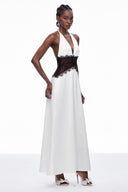 Sable Lace Maxi Dress | Plunge Neckline Backless Evening Gown