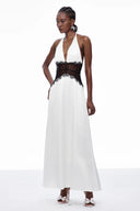 Sable Lace Maxi Dress | Plunge Neckline Backless Evening Gown