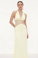 Sable Lace Maxi Dress | Plunge Neckline Backless Evening Gown