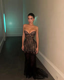 Serena Strapless Bustier Maxi Dress | Lace Detail, Structured Fit