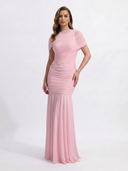 Shelby Maxi Dress | Ruched Mermaid Silhouette, Short Sleeve