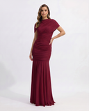 Shelby Maxi Dress | Ruched Mermaid Silhouette, Short Sleeve