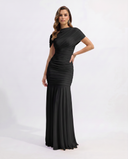 Shelby Maxi Dress | Ruched Mermaid Silhouette, Short Sleeve